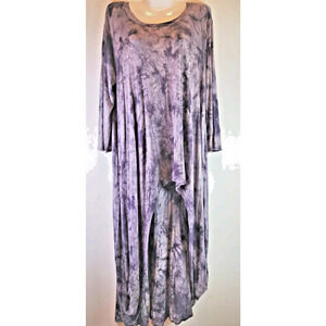 Rae Mode Mineral Wash Gray Jersey Knit High Low Waterfall Mullet Maxi Dress
